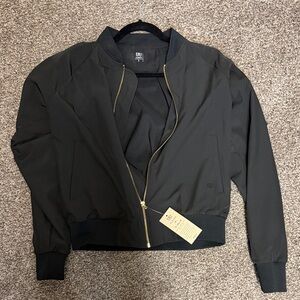Stylish Black Bomber Jacket with Gold Zipper